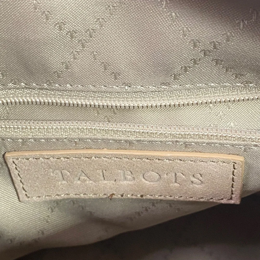 Talbots Tan Suede Brown Leather Whipstitch Tassel Satchel Crossbody Bag Purse
